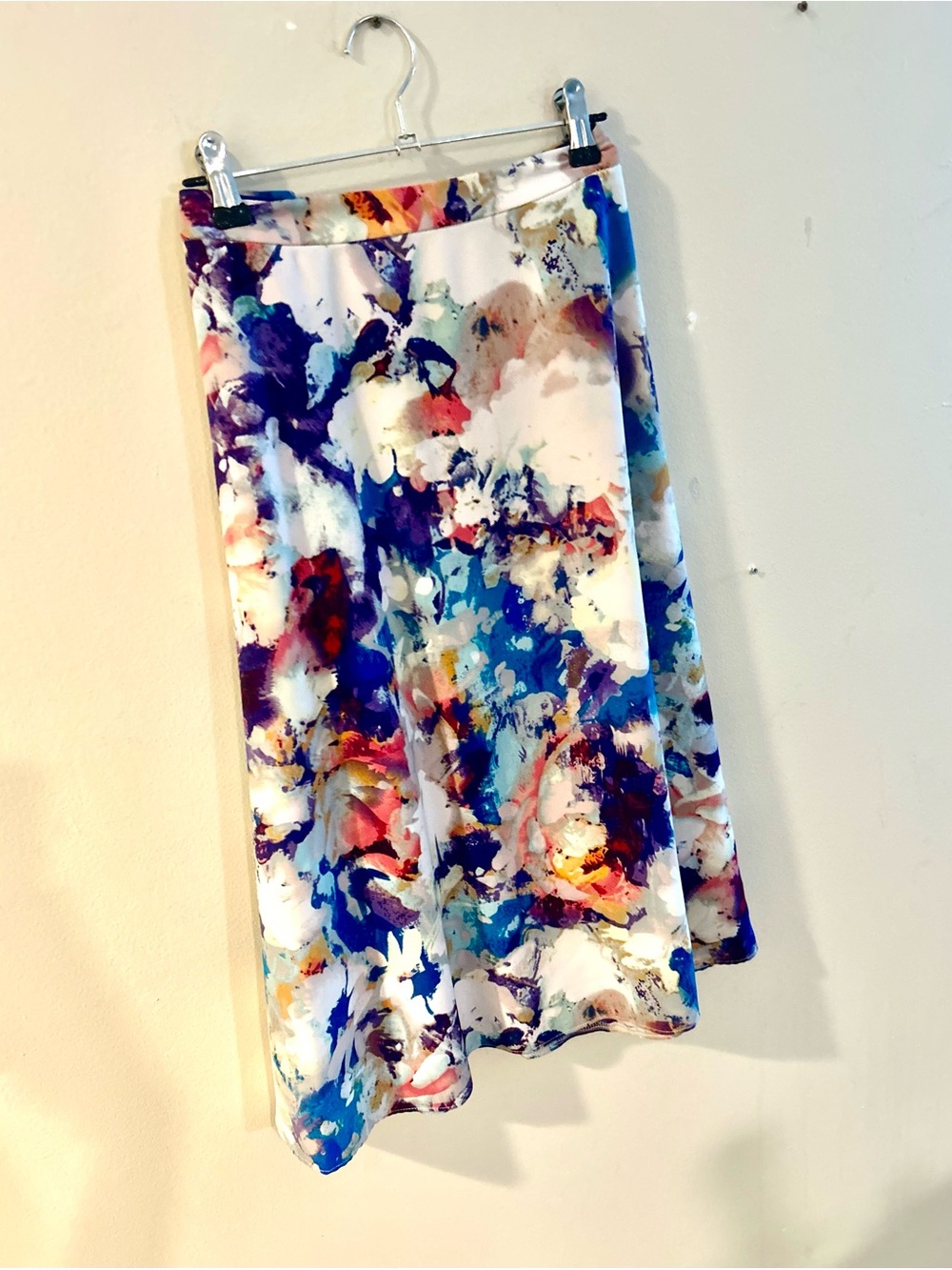 Cato Multicolor Floral Circle Skirt in Blue, Purple & Pink